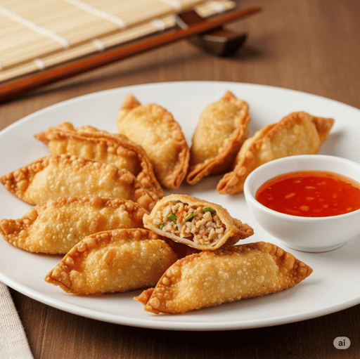  Wantones Fritos con Salsa Agridulce